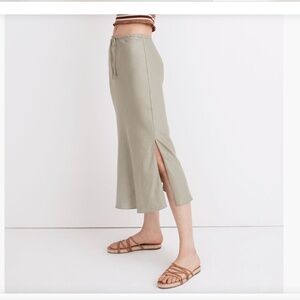 Madewell Linen Blend Drawstring Midi Slip Skirt in Forgotten Landscape Size 6